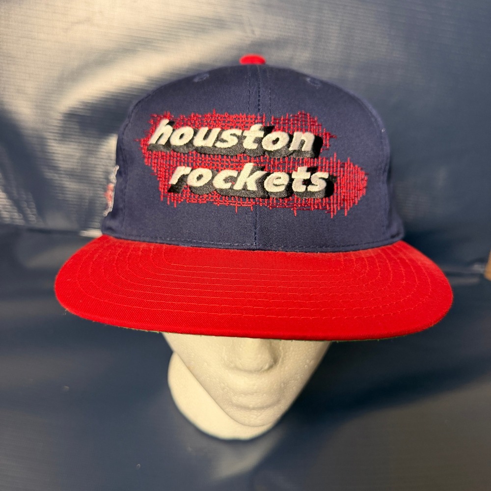Vintage Houston Rockets Annco Snapback Hat Navy Red NBA Basketball Cap 90s Logo